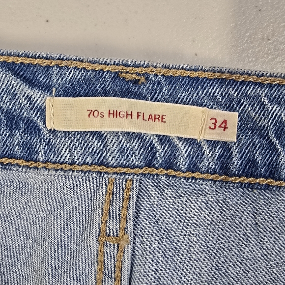 Levi's Premium Jeans 70's High Rise Flare Leg Womens 34 x 32  Medium Blue - Picture 9 of 13